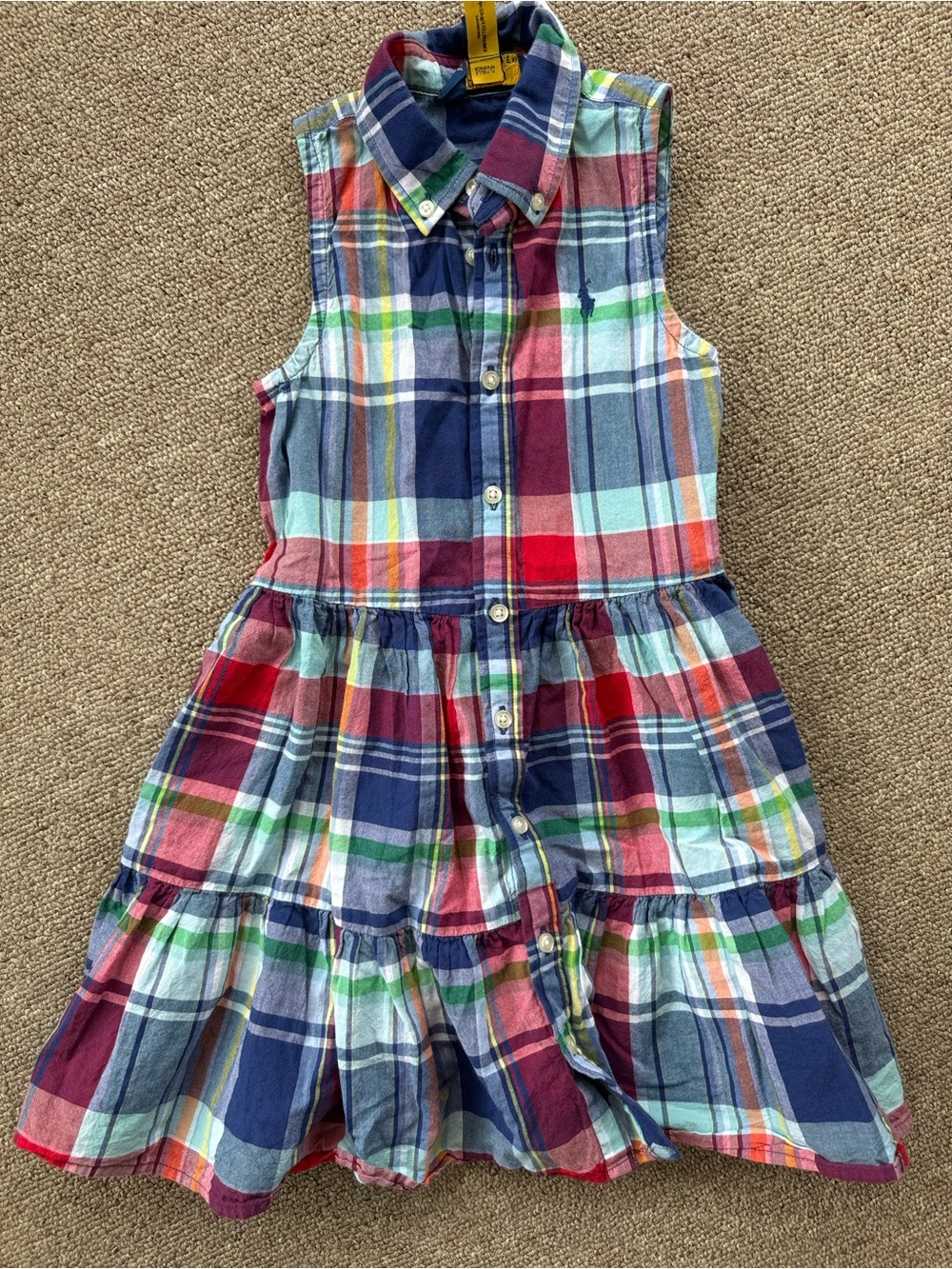 Polo by Ralph Lauren Girls' Size 5Multicolor Plaid Sleeveless Button Dress